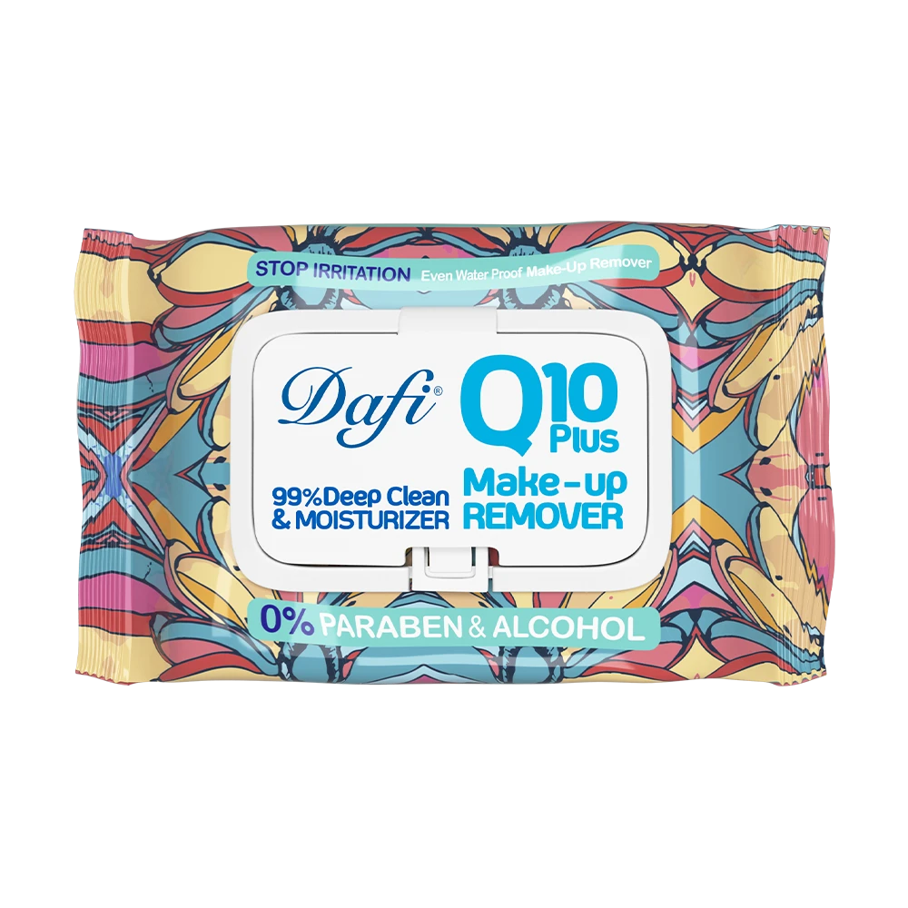 دستمال مرطوب پاک کننده آرایش دافی مدل Q10 (طرح گل ۳) ۵۰ عددی - Image 1